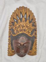 Balinese Carved Wood Mask Hindu Goddess Wall Art Vintage 19cm 