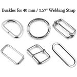 Buckles for 40mm 1.57" Webbing Strap D Rings O Rings Sliders Loops Silver Metal