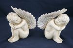 Pair(2) Angel Cherub Statues, "Sleeping in Wings" Sentiment figurines