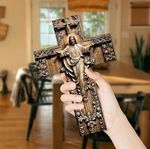 Christ Our Lord Wooden Crucifix Cross (2D Flat) Wall Decor Sign Art 30x20x0.3cm