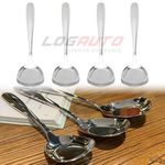 4x Stainless Steel Soup Spoon Square Head Thick Silverware Flatware Large Heavy