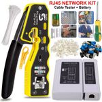 RJ45 Network Tool Kit Cat5e/6 Ethernet Crimper Pass Through Crimp Tester Lan Kit