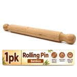 Bamboo Rolling Pin 40cm Wooden Pastry Dough Roller Baking Pizza Chapati EasyGrip