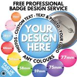 CUSTOM BADGES STAG HEN PARTY PERSONALISED BADGE BAND BIRTHDAY COMPANY LOGO BULK