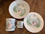 Vintage Elizabethan Mrs Rabbit Fine Bone China Child’s 4 Piece Nursery Set