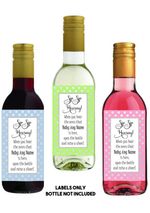 8 MINI personalised WINE Bottle LABELS Baby shower  gift, favour, present