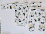 Jet Baby 2pc Set Newborn Cotton Knit Panda Bodysuit & Footed Trousers