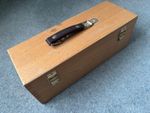 Artist's portable wooden storage box for art materials used but good condition.