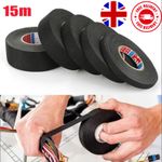 Black Wiring Loom Harness Cloth Tape for Car & Motorcycle Electricals, 15m Long