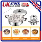 Poached Egg Maker Stainless Steel Hot Pot Egg Poacher Egg Poaching Pan w/ 4Bowls