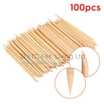 100Pcs Nail Art Orange Wood Sticks Cuticle Pusher Remover Pedicure Manicure Tool