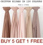 Chiffon Scarf Hijab High Quality Elegant Sarong Shawl Wrap Plain Maxi Soft