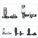 Radiator Valves X2 Thermostatic 1/2'' Angled Corner Straight TRV Lockshield Rads