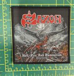 Saxon Hell Fire And Damnation  Woven Sew On Patch Officially Licensed Patch