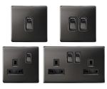 Modern Black Nickel Light Switches & Wall Plug Sockets Flatplate 