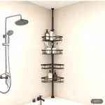 Black 4-Tier Tension Pole Corner Shower Caddy 304 Stainless Steel Matt 284cm