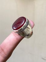 Brown red Yemeni Aqeeq Ring , 925 Sterling Silver Natural stone ring
