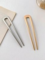 2x Hair Pin Stick U Shaped Pair Gold Silver Black Metal Simple Updo French Large