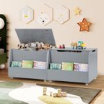 Toy Storage Box with Wheels Flip Lid Bookshelf Kids Playroom Organizer