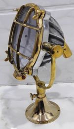 Nautical Antique Mini Spot Light | Ship Vintage Brass & Aluminum Search Lamp