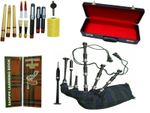 Scottish Black Watch Bagpipe Black finish Silver Mounts Practice chanter W/Case