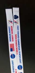 NASA SPACEX DRAGON (DM-2)  MISSION LANYARD FIRST CREWED LAUNCH FROM THE USA