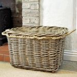 Classic Rectangular Willow Log Basket Hessian Lined Rope Handles