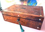 Stunning  Rosewood Writing Slope With Silver & M O P Contents & Lock And Key
