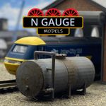 PAINTED - N Scale Gauge Fuel Diesel Oil Storage Tank 1:148 (Depot Shed 1:160)