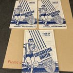 3 Colchester United programmes v Halifax Lincoln Scunthorpe 1968/69