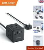 Multi Plug 4 USB Extension Cable: 1.5m Power Bar with Child Protection Features