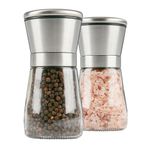 2PCS Salt Pepper Grinder Set Stainless Steel Glass Shaker Adjustable Mill Coarse