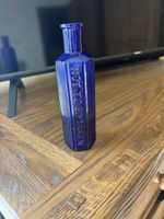 Antique Cobalt Blue Six-Sided Glass Poison Bottle “Not to Be Taken”