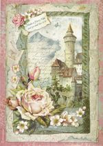 Rice Paper A4 Decoupage - Vintage Fairytale Castle Roses - Stamperia DFSA4347