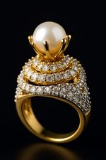 Rings Royal Pearl & Diamond Gold Ring