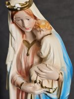 Mid 20th Century vintage, Hand Painted Plaster Statue Of Madonna & Baby Jesus.