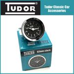 Tudor 12v Classic Car Time Clock Gauge 52mm Analogue Black MG, Mini, Triumph etc
