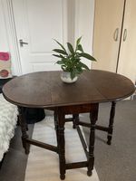 Vintage Oak Drop Leaf Table Gateleg Dining Table Turned Legs Oval Extending