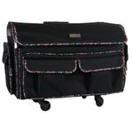 Everything Mary XXL Deluxe Rolling Sewing Machine Case, Black with Floral Trim