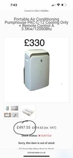 Pumphouse PAC-C-12 Portable Air Conditioner 12000 BTU Single Hose White Remote