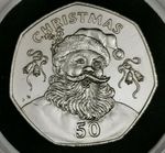 1992 Gibraltar 50p Fifty Pence SANTA CLAUS, UNC, Christmas Coin. AA