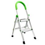 2 Step Aluminium Ladder Foldable Safety Step Stool 140kg Anti-Slip Wide Treads