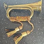Vintage Brass Military bugle with ceremonial Braided Cord Tassels