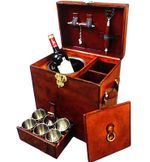 Hand Crafted, fine Italian Leather Mini Bar. Portable travel drinks case.