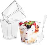 Dessert Cups 150ml 50Pcs Plastic Dessert Cups + 50Pcs Individual Package sz