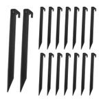 16Pcs Tent Stakes Plastic 12 Inch Camping Ground Pegs with Hook Black