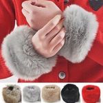 1Pair Faux Fox Fur Cuffs Fluffy Stretch Wrist Hand Leg Warmer Arm Wristband UK