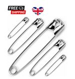 50Pc x Assorted Steel Safety Pins Small-Large Size Hemming Craft Dressmaking UK