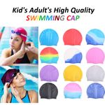 Kid AdutSwimming Hat Durable Elastic Silicone Pool Beach Swim Head Cap Summer UK