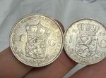 Netherlands | 2x 1G | Uncirculated | Big Silver Coins | 1938,1955 | Bundle